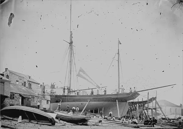 Casabianca under construction, St Ives, Cornwall. 1877