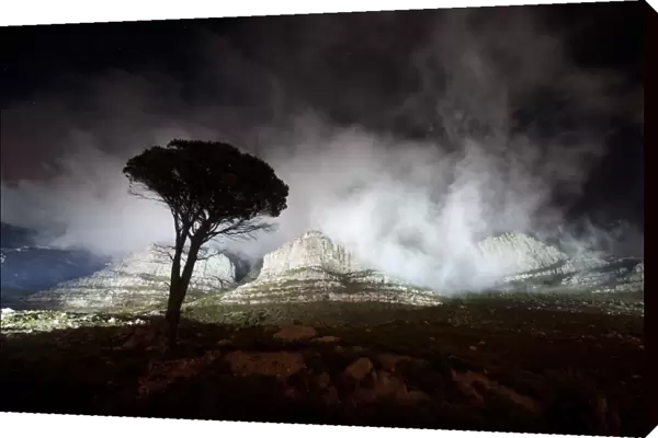 The lights shine on Table Mountain just before being turned off for the global Earth