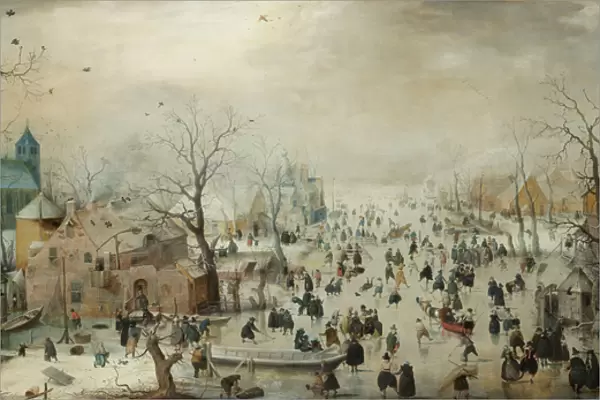 Winter Landscape with Skaters. c. 1608 (oil on panel)