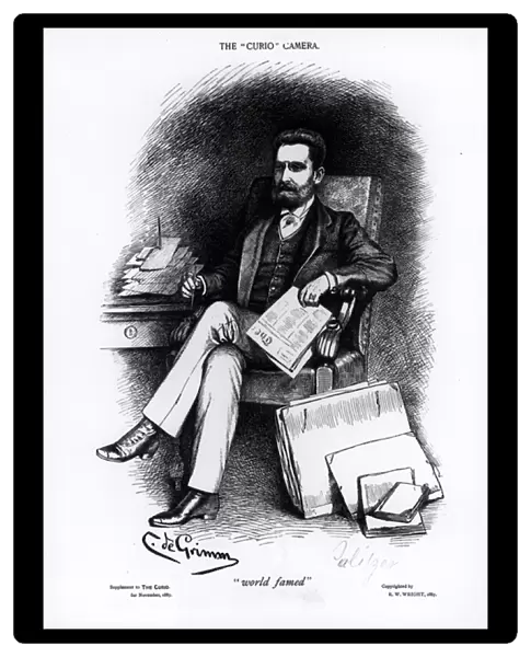Joseph Pulitzer (1847-1911) from The Curio, 1887 (engraving) (b&w photo)