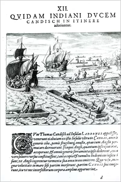 Expedition of Thomas Cavendish, from Americae, written and engraved by Theodore de Bry