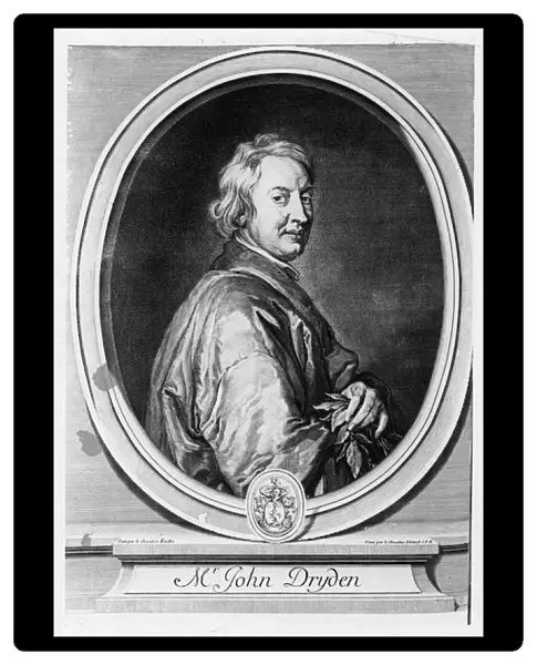 John Dryden (1631-1700) engraved by Gerard Edelinck (1640-1707) (engraving) (b&w photo)