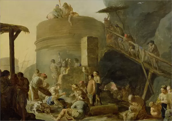 Beggars by a Lime Kiln (oil on canvas)