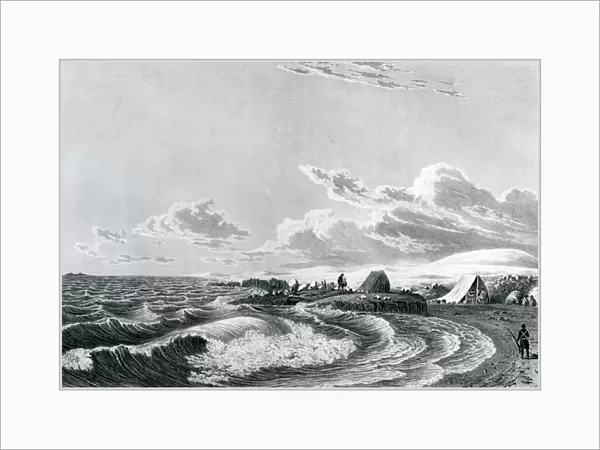 Franklins expedition encamped at Point Turnagain, 1821 (engraving)
