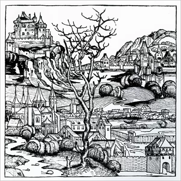 View of Portugal from the Nuremberg Chronicle 1493 (woodcut)