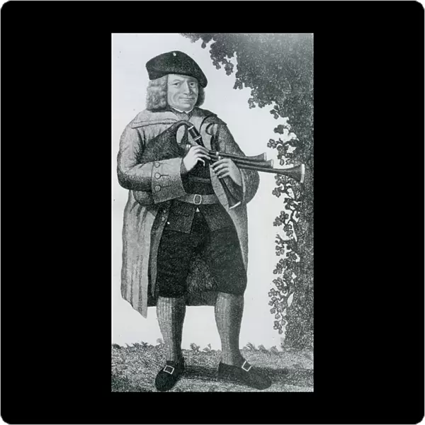 Old Geordie Sime, a Famous Piper in his Time, 1789 (engraving)