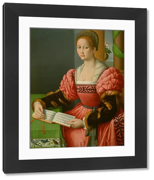 Portrait of a Woman with a Book of Music, c. 1540-45 (oil on panel)