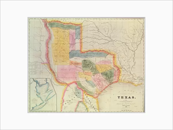 Map of the state of Texas, 1835 (coloured engraving)