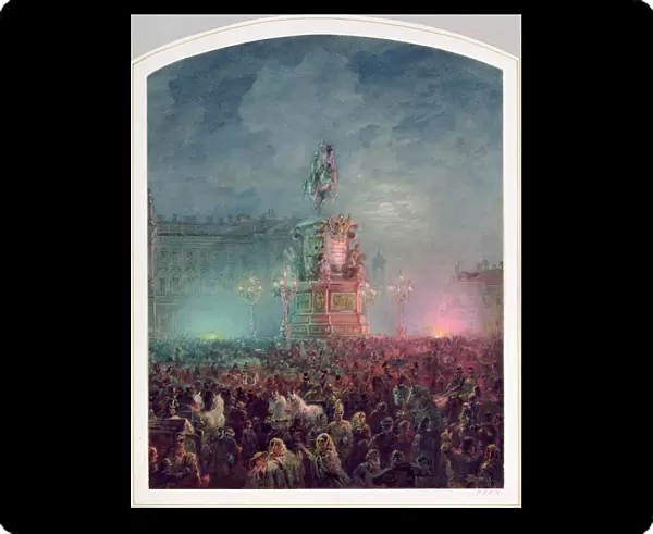 The Unveiling of the Nicholas I Memorial in St. Petersburg, 1857 (oil on canvas)