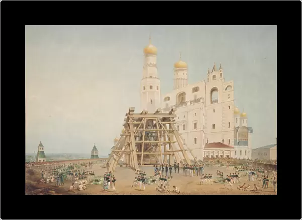 Raising of the Tsar-bell in the Moscow Kremlin in 1836, 1839 (w  /  c on paper)