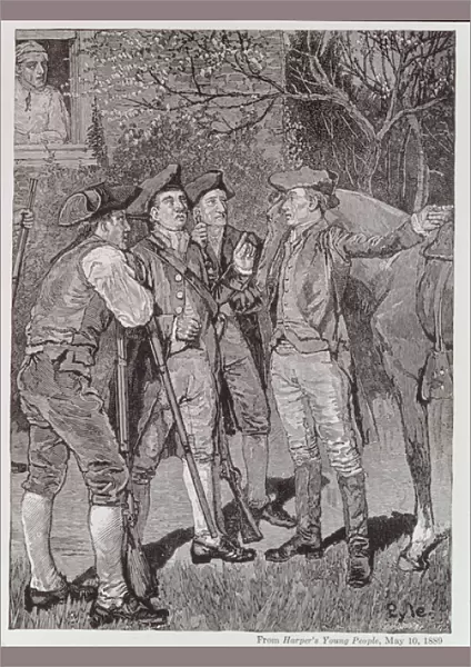 Paul Revere at Lexington, from Harpers Young People, 1889 (litho)
