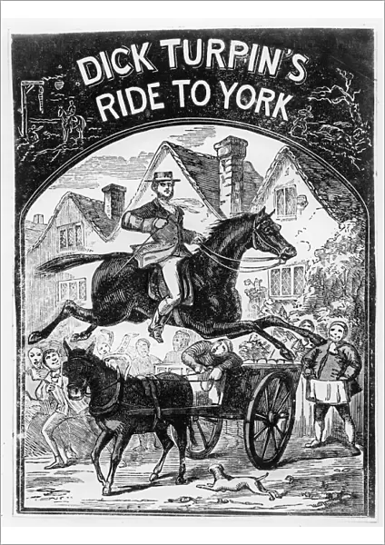 Dick Turpins (1705-39) Ride to York (engraving) (b  /  w photo)