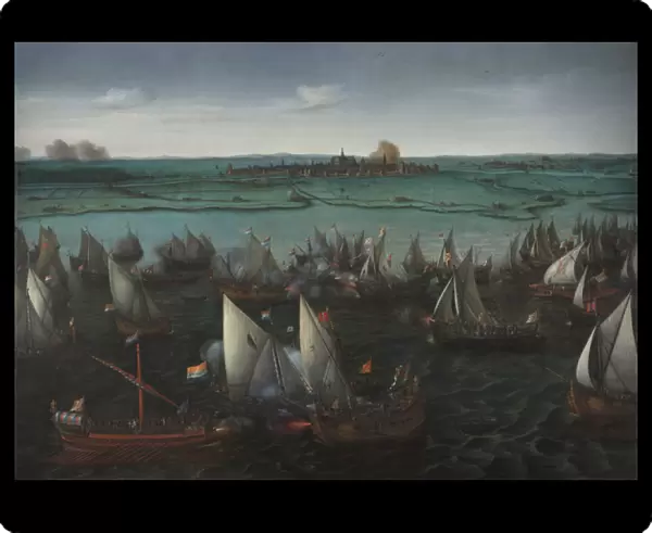 Battle between Dutch and Spanish Ships on the Haarlemmermeer, c. 1629 (oil on canvas)