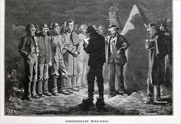 Confederate Roll-call, engraved by Ernst Heinemann (1848-1912), illustration from Battles
