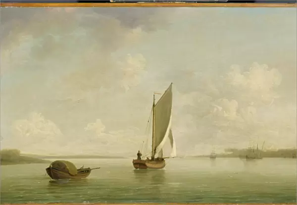 A Smack Under Sail in a Light Breeze in a River, c. 1756-9 (oil on canvas)