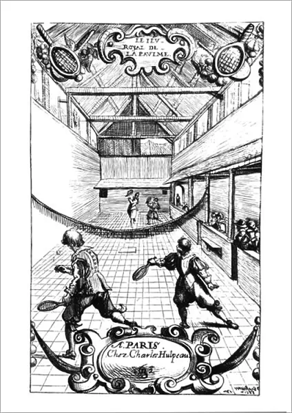 A Royal Game of Tennis in the Jeu de Paume, Versailles, published by Charles Hulpeau