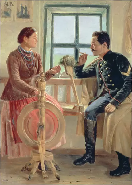 Talk at the Spinning Wheel, 1884 (oil on canvas)