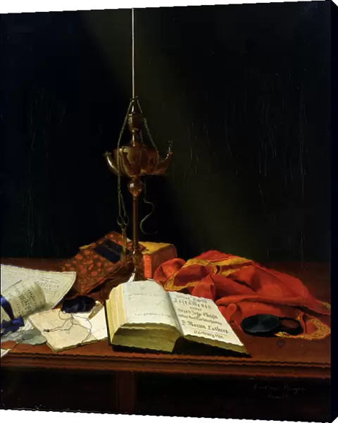 Still life with a Bible, 1821 (oil on canvas)
