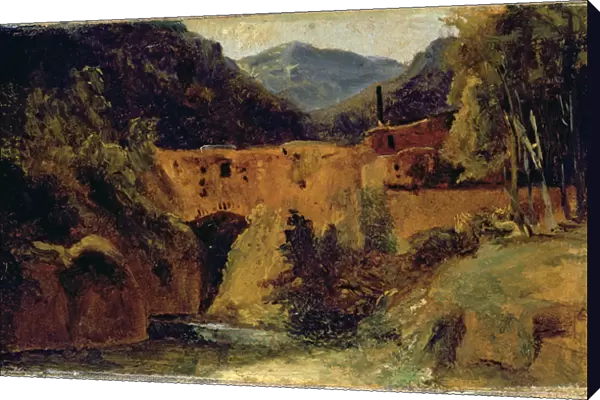 Mill in the valley near Amalfi, 1829 (oil on paper on canvas)