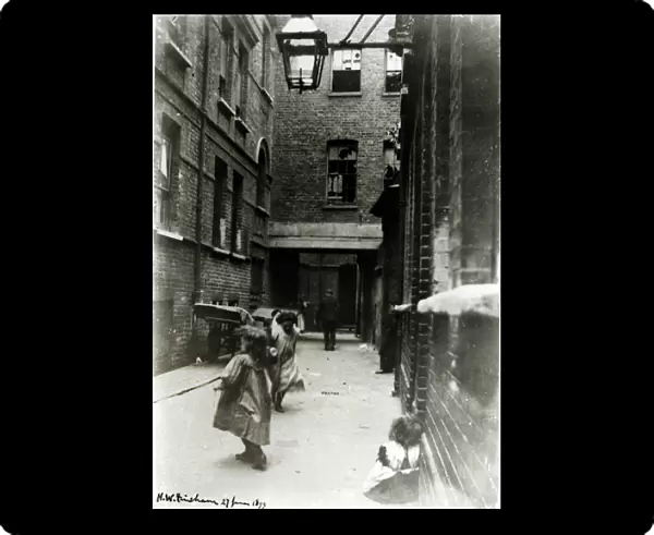 Children playing in a slum, 1899 (b  /  w photo)