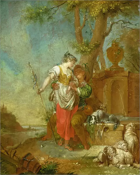 Shepherd and Shepherdess (oil on panel)