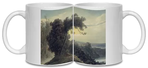 The Lake of Albano and Castle Gandolfo, c. 1783-85 (graphite and w  /  c on wove paper)