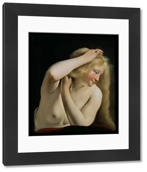 Young Woman Combing Her Hair (oil on canvas)