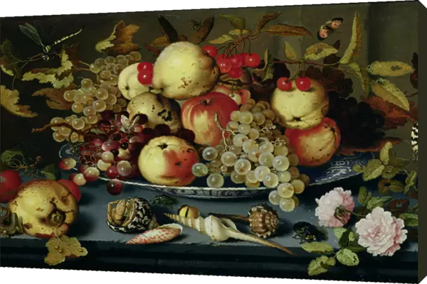 Still Life with Fruit, Flowers and Seafood (oil on canvas)