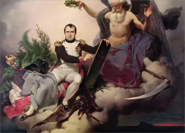Napoleon (1769-1821) Crowned by Time, before 1833 (oil on canvas)