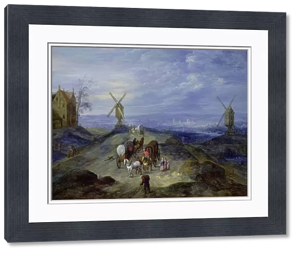 Landscape with Two Windmills, 1612 (oil on canvas)