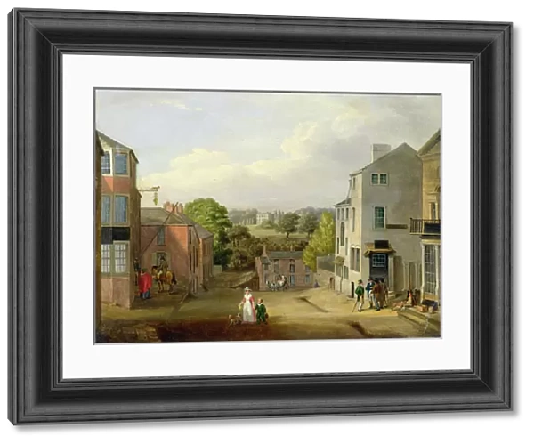 Street Scene in Chorley, Lancashire, with a View of Chorley Hall, c