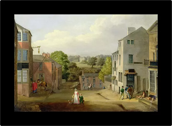 Street Scene in Chorley, Lancashire, with a View of Chorley Hall, c