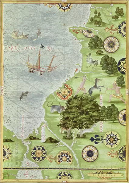 Fol. 39v Map of the Magellan Straits, from Cosmographie Universelle, 1555