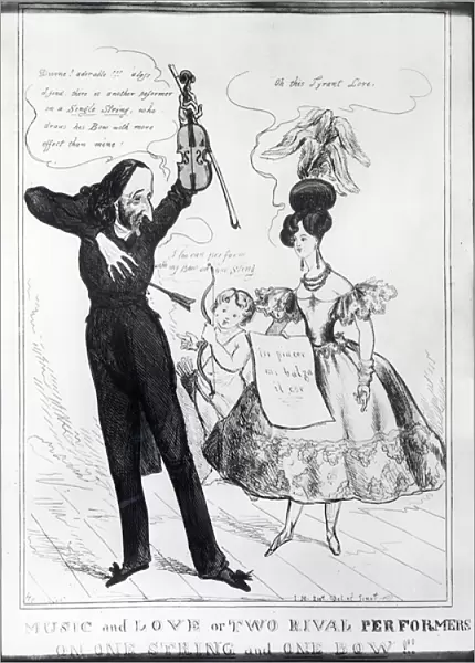 Music and Love or Two Rival Performers on one String and one Bow, caricature