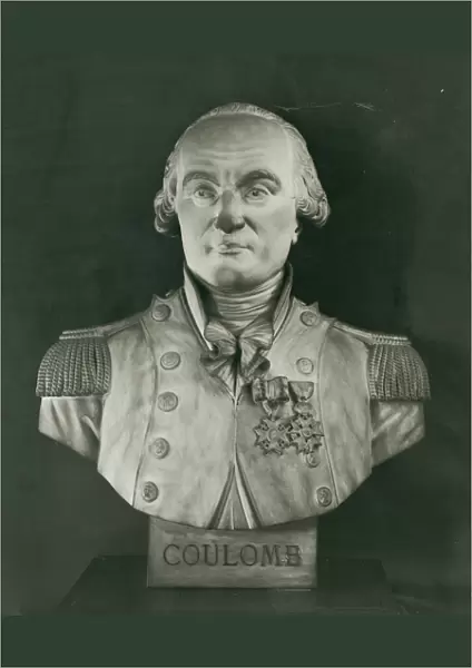 Bust of Charles de Coulomb (1736-1806) (stone) (b  /  w photo)