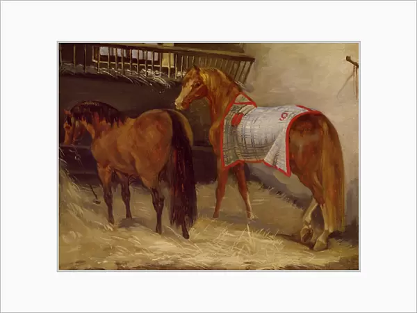 Horses in the Stables (oil on canvas)