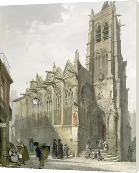 Exterior of the Church of St. Severin, Paris (colour litho)