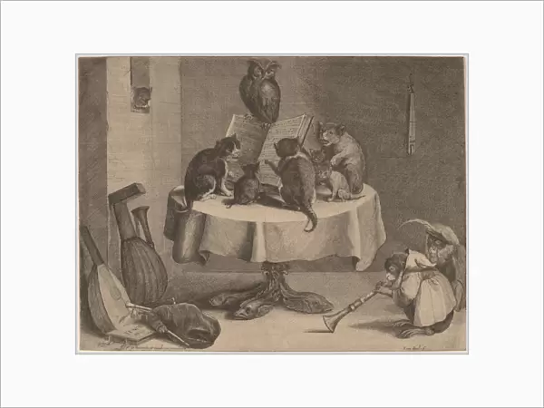 The Cats Concert (engraving and etching on laid paper)