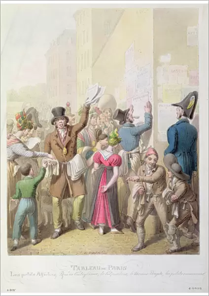 The Posters, from Tableau de Paris, 1815-30 (w  /  c on paper)
