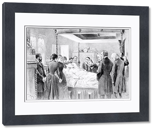 The Last Moments of Victor Hugo (1802-85) 22nd May 1885, engraved by Adrien Marie