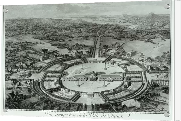 Perspective View of the Town of Chaux, c. 1804 (engraving) (b  /  w photo)