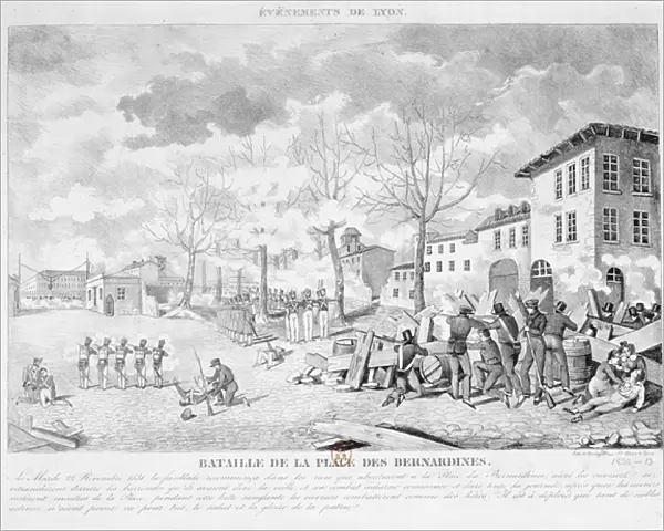Revolt of the silk workers of Lyon, 22 November 1831, 1832 (litho)
