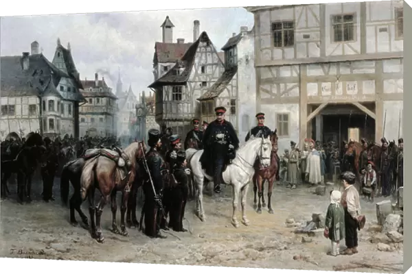 General Blucher (1742-1819) with the Cossacks in Bautzen, 1885 (oil on canvas)