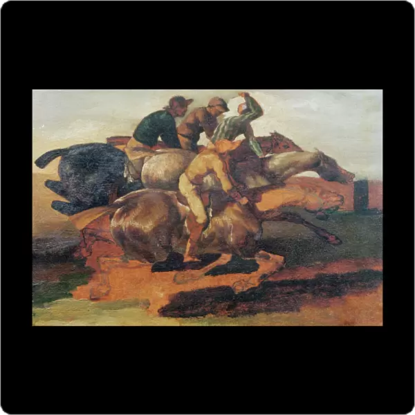 Four Jockeys Galloping (oil on canvas)