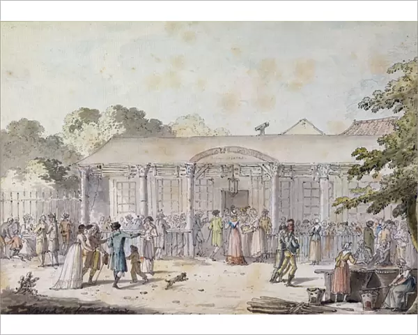 The Cafe Goddet, Boulevard du Temple, at the Time of the Consulat, 1799-1804 (pen & ink
