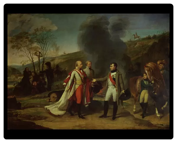Meeting between Napoleon I (1769-1821) and Francis II (1768-1835) after the Battle of Austerlitz
