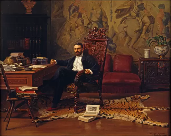 Louis Signorino seated in his study (oil on canvas)
