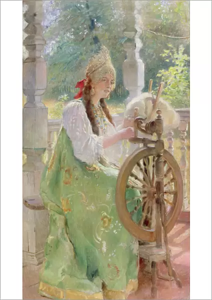 At the Spinning-Wheel (oil on canvas)