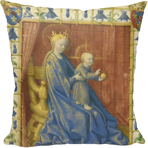 The Virgin and Child Enthroned from the Hours of Simon de Varie, 1455 (tempera colours