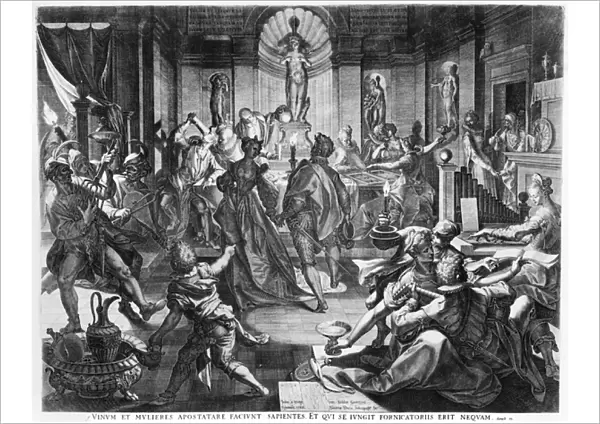 Celebration Scene, 1588 (engraving) (b  /  w photo)